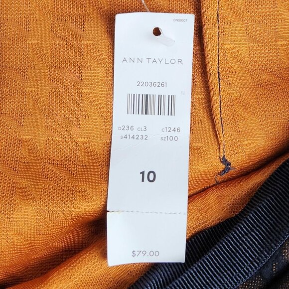 Ann Taylor Skirt Womens 10 Navy Blue Pencil Textured Jacquard Houndstooth NEW - Picture 9 of 11